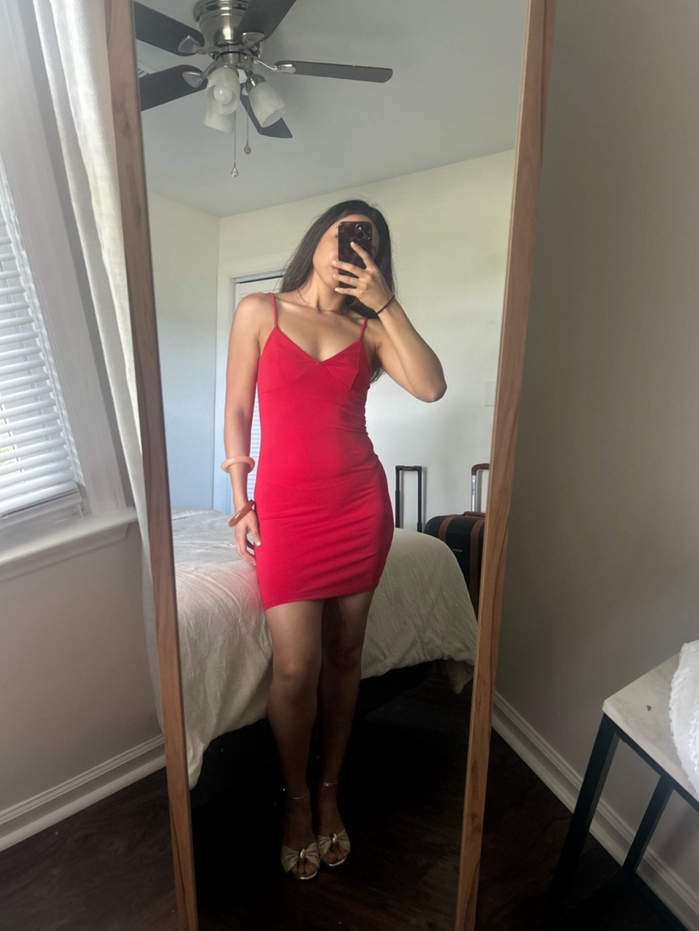 Ambience Red Spaghetti-Strap Bodycon Dress